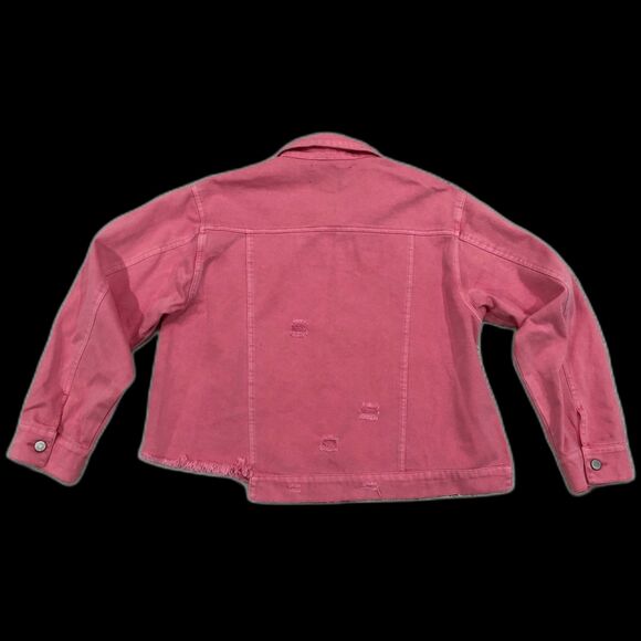 NWT White Birch Black Label Pink Distressed 100% Cotton Oversized Denim Jacket M - Picture 13 of 13